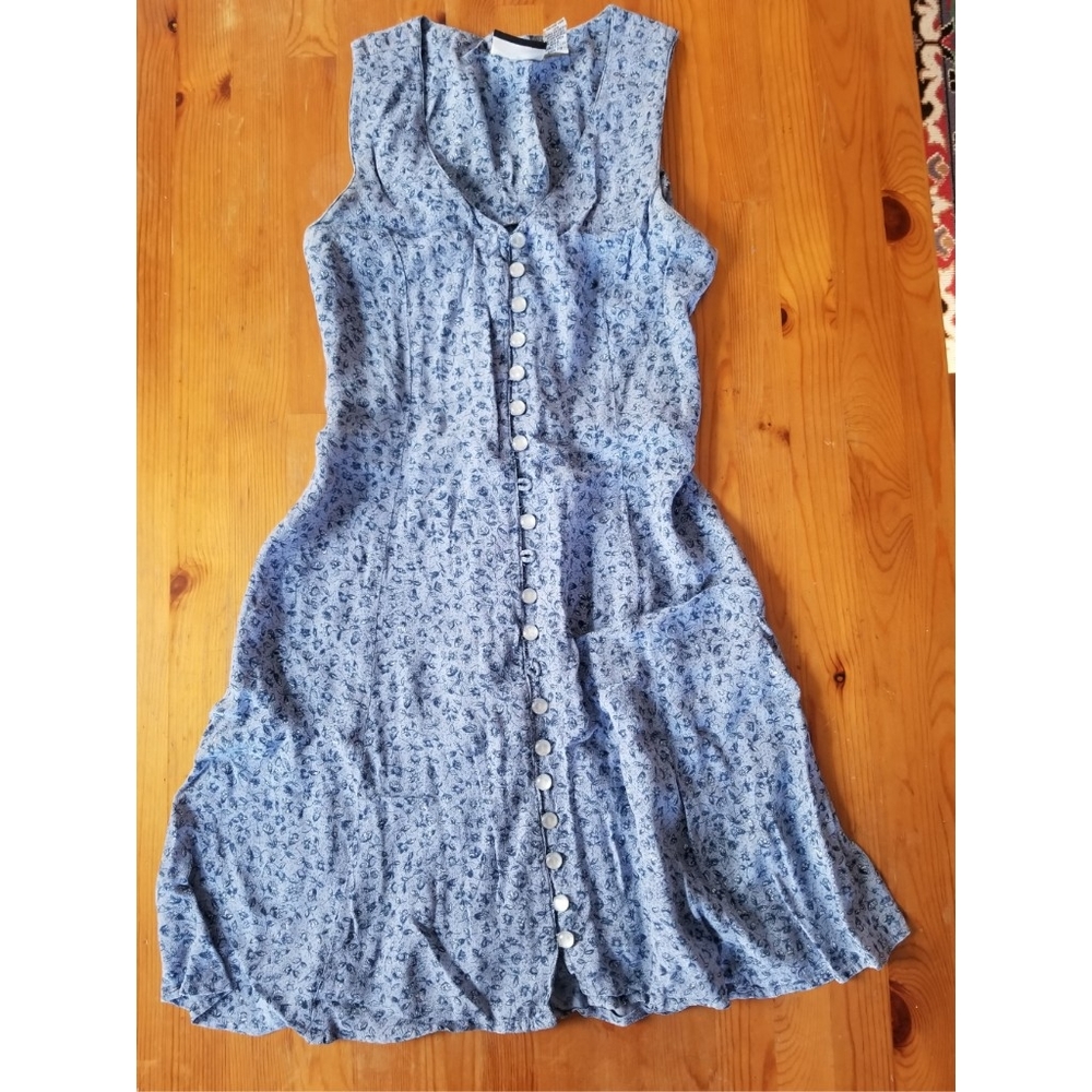 Blue floral | lace-up skater dress | vtg 90s